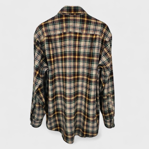 Pendleton Lodge Shirt Mens Large Brown Tartan Flannel 100% Wool Long Sleeves - Picture 13 of 13